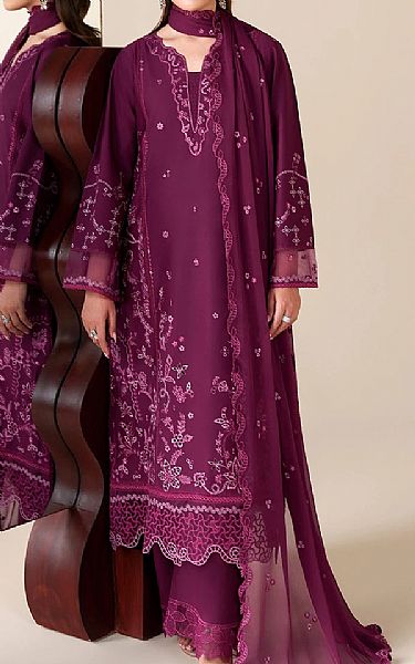 Azure Dark Raspberry Lawn Suit | Pakistani Lawn Dress in USA- Image 1