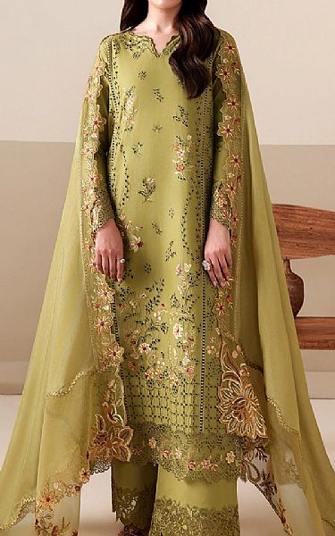 Azure Khaki Green Lawn Suit | Pakistani Lawn Dress in USA- Image 1