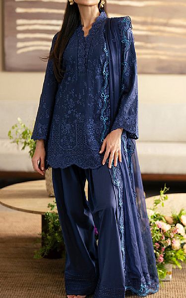 Azure Dark Blue Lawn Suit | Pakistani Lawn Dress in USA- Image 1