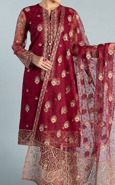 Bareeze Crimson Net Suit (2 Pcs) | Pakistani Dresses in USA- Image 1