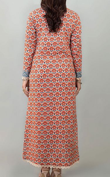 Bareeze Bright Orange/White Khaddar Suit (2 Pcs) | Pakistani Dresses in USA- Image 2