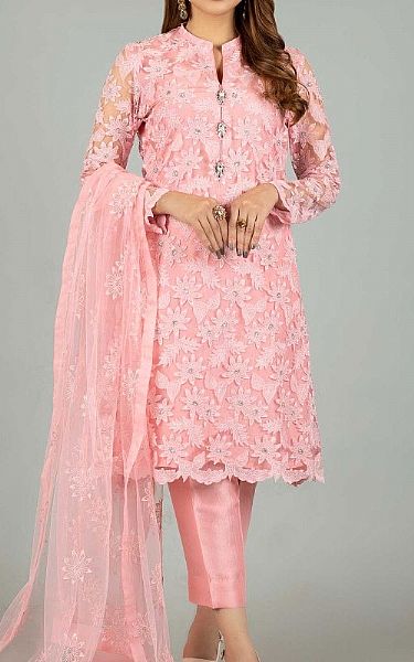 Bareeze Baby Pink Net Suit (2 Pcs) | Pakistani Dresses in USA- Image 1