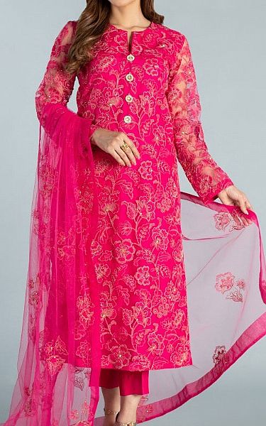 Bareeze Magenta Net Suit (2 Pcs) | Pakistani Dresses in USA- Image 1