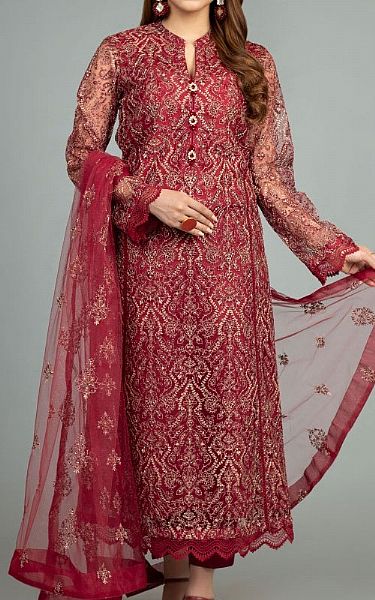 Bareeze Crimson Net Suit (2 Pcs) | Pakistani Dresses in USA- Image 1