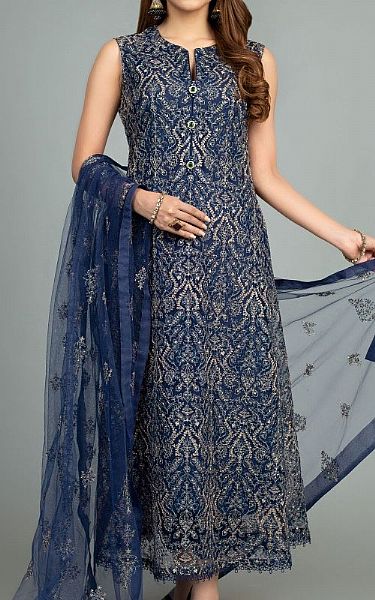 Bareeze Royal Blue Net Suit (2 Pcs) | Pakistani Dresses in USA- Image 1