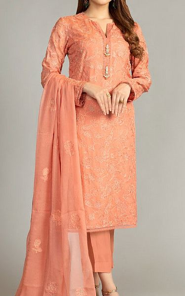 Bareeze Coral Chiffon Suit (2 Pcs) | Pakistani Dresses in USA- Image 1
