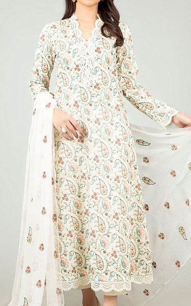 White Cotton Suit | Bareeze Pakistani Winter Dresses