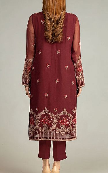 Bareeze Maroon Chiffon Suit (2 Pcs) | Pakistani Dresses in USA- Image 2