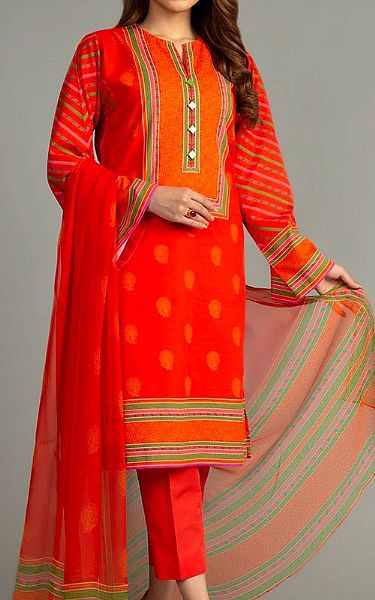 Bareeze Red Khaddar Suit (2 Pcs) | Pakistani Dresses in USA- Image 1