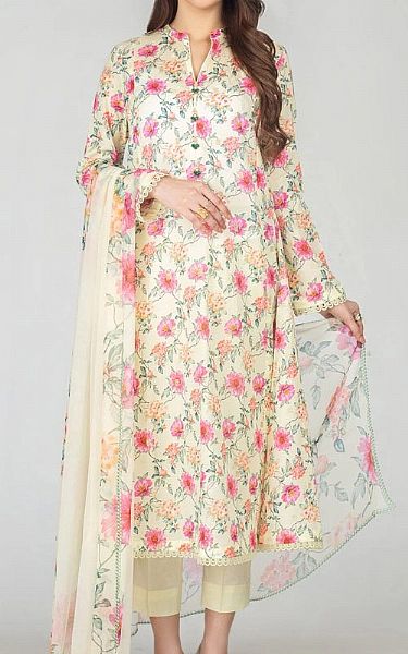 Bareeze Cream Lawn Suit | Pakistani Dresses in USA- Image 1