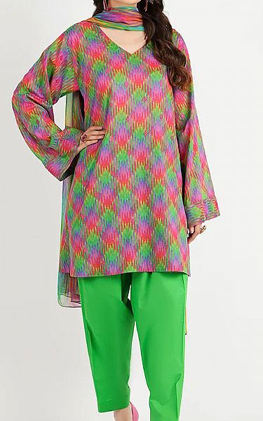 Bareeze Pink/Green Lawn Suit | Pakistani Lawn Dress in USA- Image 1
