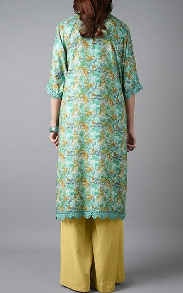 Bareeze Green/Yellow Linen Suit | Pakistani Winter Dresses in USA- Image 2