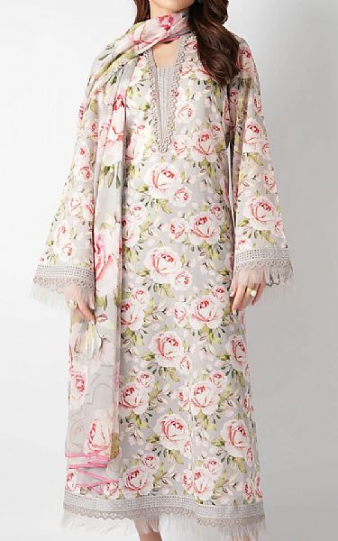 Bareeze Light Grey Lawn Suit | Pakistani Lawn Dress in USA- Image 1