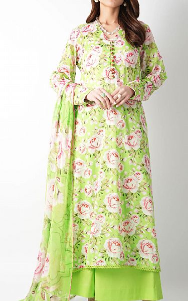 Bareeze Neon Green Lawn Suit | Pakistani Lawn Dress in USA- Image 1