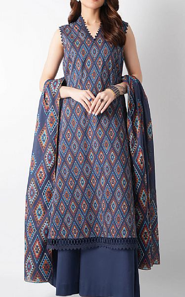 Bareeze Navy Blue Lawn Suit | Pakistani Lawn Dress in USA- Image 1