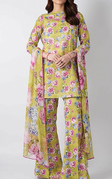 Bareeze Lime Green Lawn Suit | Pakistani Lawn Dress in USA- Image 1