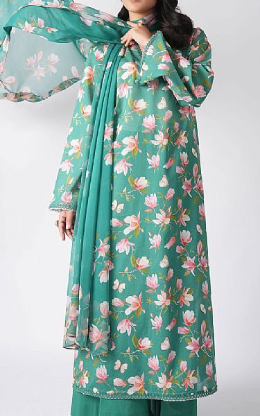 Bareeze Teal Green Lawn Suit | Pakistani Lawn Dress in USA- Image 1