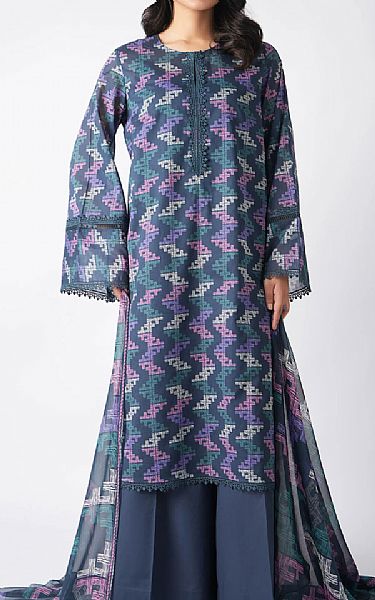Bareeze Navy Blue Lawn Suit | Pakistani Lawn Dress in USA- Image 1