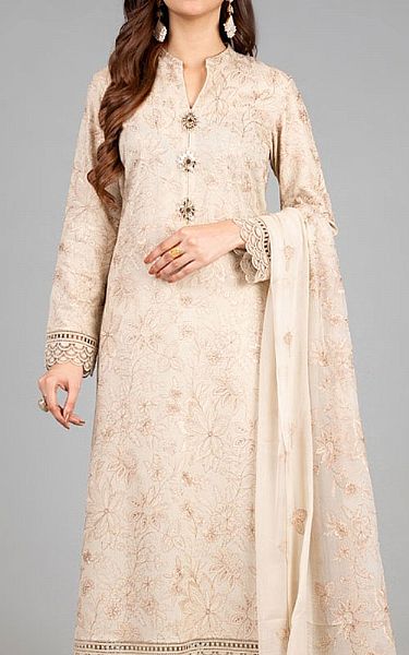 Bareeze Ivory Karandi Suit | Pakistani Winter Dresses- Image 2