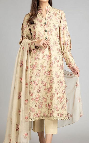 Bareeze Cream Karandi Suit | Pakistani Winter Dresses- Image 1