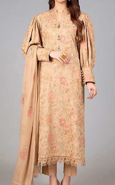 Bareeze Peach Karandi Suit | Pakistani Winter Dresses- Image 1