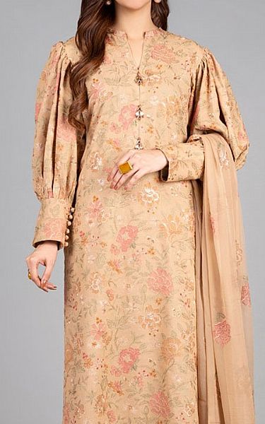 Bareeze Peach Karandi Suit | Pakistani Winter Dresses- Image 2