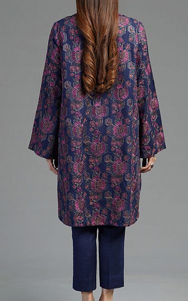 Bareeze Navy Blue Karandi Suit | Pakistani Winter Dresses- Image 2