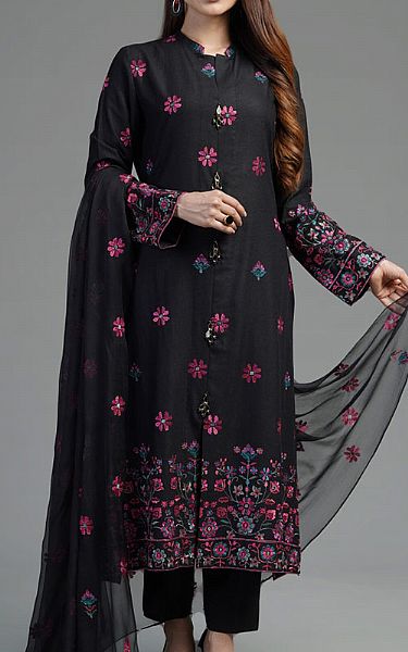 Bareeze Black Karandi Suit | Pakistani Winter Dresses- Image 1