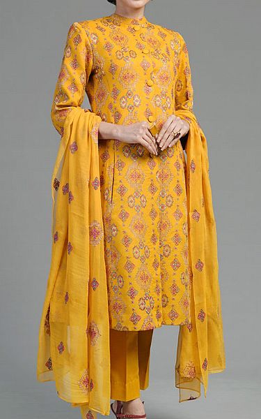 Bareeze Orange Karandi Suit | Pakistani Winter Dresses- Image 1