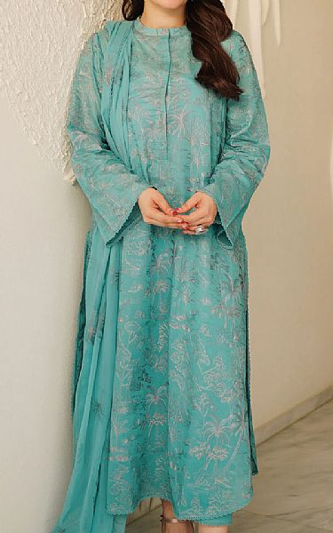 Bareeze Dark Turquoise Lawn Suit | Pakistani Lawn Dress in USA- Image 1