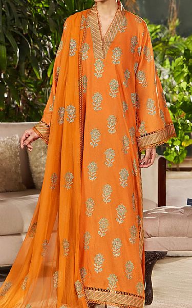 Bareeze Orange Lawn Suit | Pakistani Lawn Dress in USA- Image 1