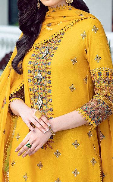 Bareeze Mustard Karandi Suit | Pakistani Winter Dresses- Image 2