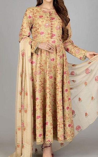 Bareeze Sand Gold Karandi Suit | Pakistani Winter Dresses- Image 1