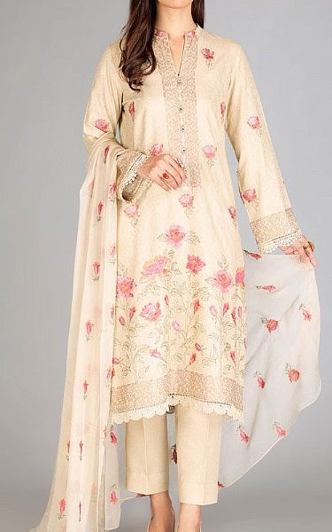 Bareeze Ivory Karandi Suit | Pakistani Winter Dresses- Image 1