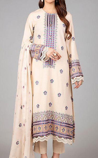 Bareeze Ivory Karandi Suit | Pakistani Winter Dresses- Image 1