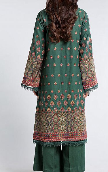 Bareeze Bottle Green Karandi Suit | Pakistani Winter Dresses- Image 2