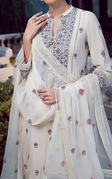 Bareeze White Karandi Suit | Pakistani Winter Dresses- Image 2