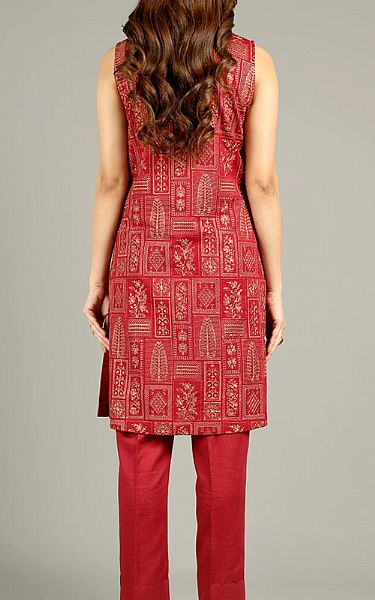 Bareeze Red Karandi Suit | Pakistani Winter Dresses- Image 2