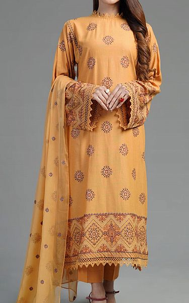 Bareeze Orange Karandi Suit | Pakistani Winter Dresses- Image 1