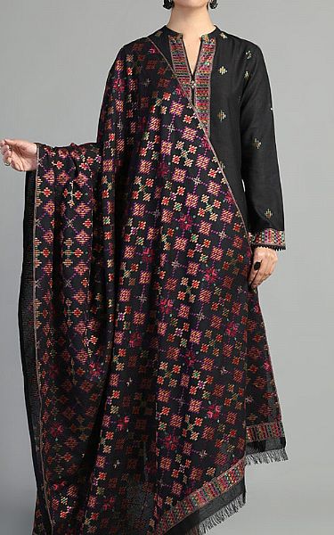 Bareeze Black Karandi Suit (2 Pcs) | Pakistani Winter Dresses- Image 1
