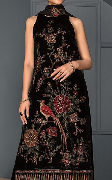 Bareeze Black Velvet Suit (2 Pcs) | Pakistani Winter Dresses- Image 2