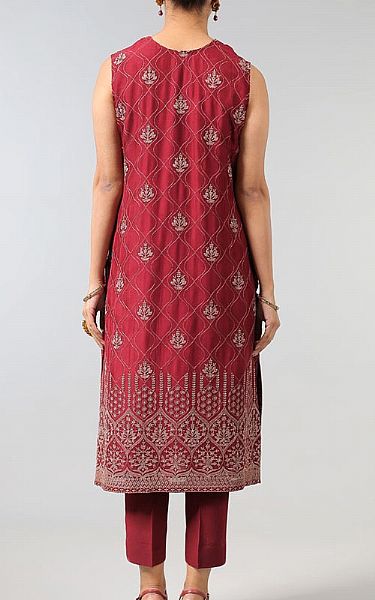 Bareeze Crimson Chiffon Suit (2 Pcs) | Pakistani Embroidered Chiffon Dresses- Image 2
