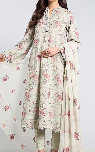 Bareeze Ash White Karandi Suit | Pakistani Winter Dresses- Image 1