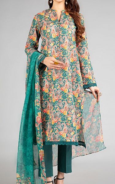Bareeze Teal Khaddar Suit | Pakistani Winter Dresses- Image 1