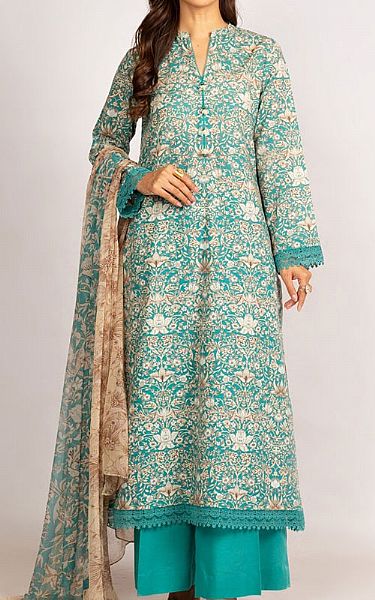 Bareeze Sea Green Khaddar Suit | Pakistani Winter Dresses- Image 1