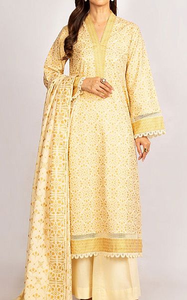 Bareeze Light Golden Karandi Suit | Pakistani Winter Dresses- Image 1