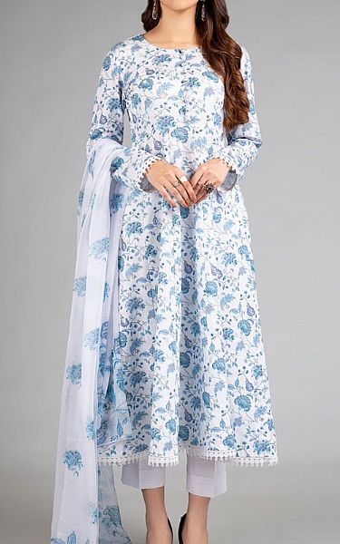 Bareeze White/Baby Blue Khaddar Suit | Pakistani Dresses in USA- Image 1