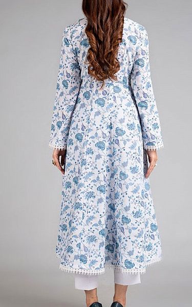 Bareeze White/Baby Blue Khaddar Suit | Pakistani Dresses in USA- Image 2