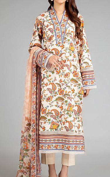 Bareeze White Khaddar Suit | Pakistani Winter Dresses- Image 1