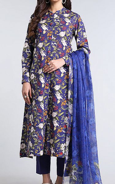Bareeze Royal Blue Khaddar Suit | Pakistani Winter Dresses- Image 1